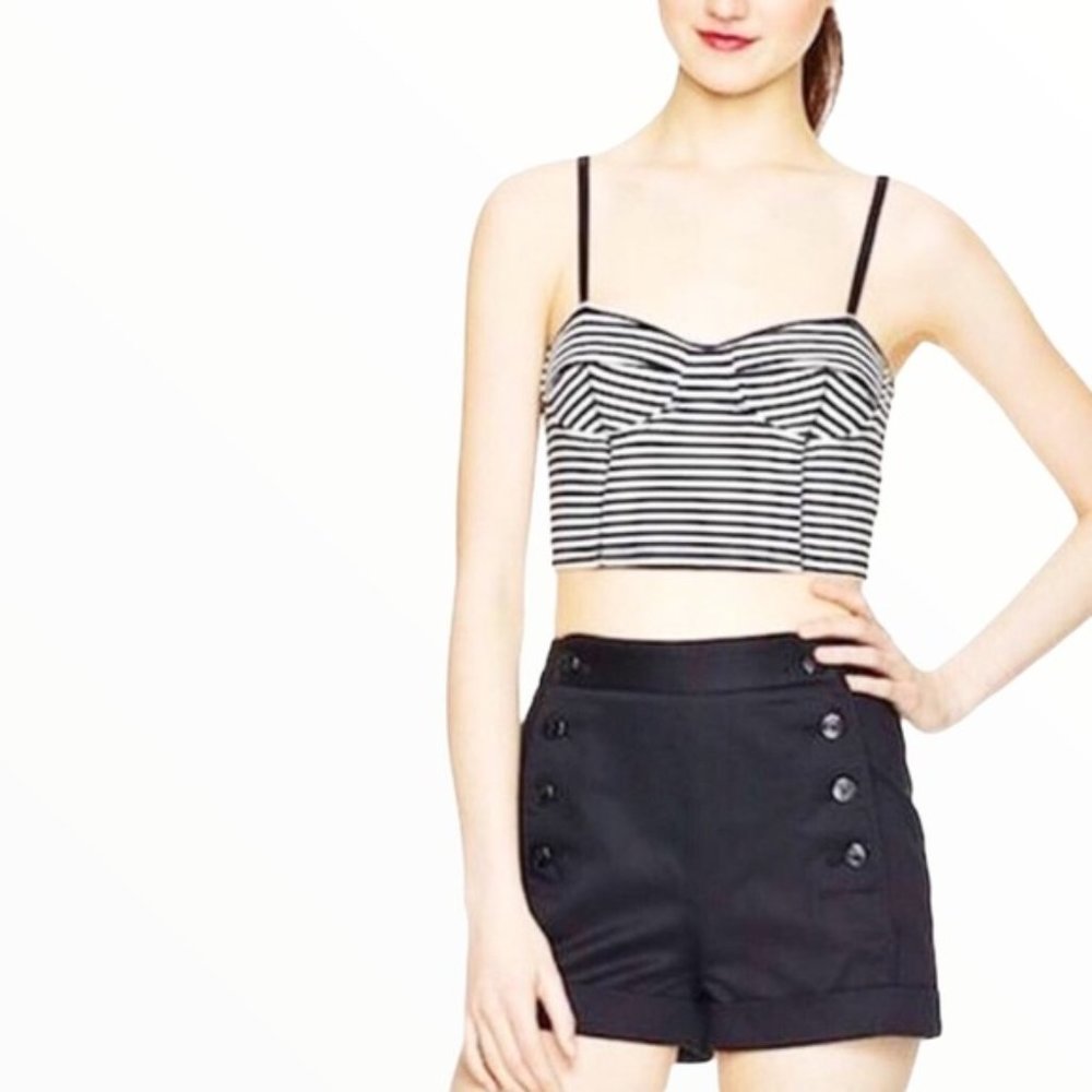 Aritzia Talula Nautical Navy Blue Button Up Shorts